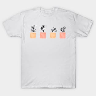 watercolor pot aesthetic plants set design illustration. T-Shirt